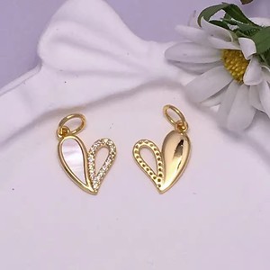 Pendentif Cœur en Nacre Plaqué Or 18 carats, Composants de Bijoux DIY pour Collier Bracelet, Vente en Gros - Product Image 4