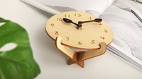 Horloge de table en bois au design moderne et créatif pour bureau à domicile, avec mouvement silencieux