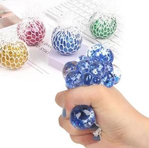 Jincan Red Grape Design <b>Crystal</b> <b>Ball</b> Squeeze Toy Gold Powder Beaded Net Pop Music Stress Relief and Ventilation for Girls - Product Image 1