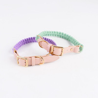 Collier de chien en corde personnalisé fait à la main en cuir de luxe recyclé personnalisé avec collier en coton doux pour animaux de compagnie accessoires réglables