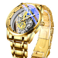 Reloj mecánico automático para hombre, pulsera de cuarzo de acero transparente, resistente al agua, envío directo