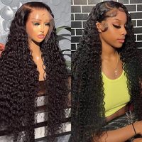 Peluca frontal de encaje HD con ondas profundas, cabello brasileño, sin pegamento, pelucas de cabello humano virgen HD completo para mujeres negras, peluca de encaje suizo