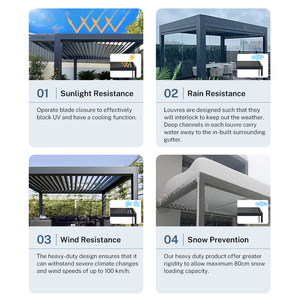 Sang trọng tùy chỉnh LED chiếu sáng nhôm pergola cơ giới có thể điều chỉnh louvers sinh thái thân thiện ngoài trời không gian sống cho ban công - Product Image 4