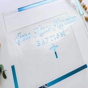 OEM مخصص تذكار صندوق أكريليك التعميد شخصية الطفل أول صندوق بالتواصل مع اسم مربع هدية باوتيزو الاكريليك فارغة - Product Image 5