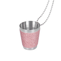 Portable En Acier Inoxydable 30ml Tasse À Mesurer Verre À Vin Verre À Liqueur avec Chaîne Perles pour Spiritueux