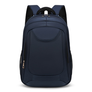 Laptop <b>Backpack</b> Large Capacity Unisex Business Travel Bag <b>With</b> Laptop <b>Compartment</b> Blue Solid Color Shoulder Straps - Product Image 1
