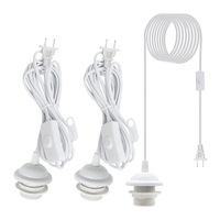 Douille de lampe suspendue blanche 1,8 m avec prise US, culot à vis E26/E27, filetage complet, en plastique, vente en gros directe