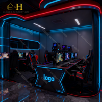 Design moderne de salle de jeux pour cafés Internet et e-sports ergonomiques, et mobilier durable pour club de jeux, y compris une table d'ordinateur