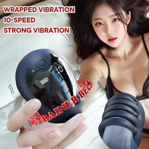 Мастурбатор-чашка для мужчин в стиле шлема кендо, силиконовый, 10 режимов вибрации, с цифровым LCD-дисплеем, секс-игрушка для взрослых - Product Image 2