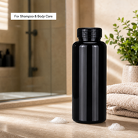 Botella cilíndrica negra de 300 ml con tapa de compresión para medicamentos líquidos, envase de loción tanning de 100 ml con apertura fácil, dispensador de jabón para el cabello