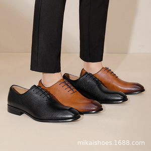 Nouvelles Chaussures Habillées Noires en Cuir Véritable à Bout Pointu et Lacets, Semelle Extérieure en Caoutchouc Antidérapante, Pour Toutes Saisons, Livraison Directe - Product Image 4