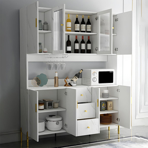 Sang trọng hiện đại phòng ăn đồ nội thất bằng gỗ giao diện điều khiển Bảng rãnh tự chọn thanh tủ trắng vàng lưu trữ <span class=keywords><strong>sideboard</strong></span> với đá cẩm thạch hàng đầu - Product Image 2