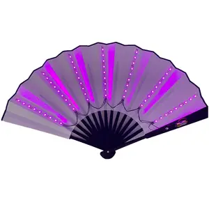 Neues Design Led Hand Fan Folding Light Up Bambus dekorative Rave Flash Fan Papier fächer für Party