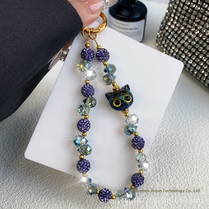 Chaîne de téléphone portable de haute qualité, cordon <span class=keywords><strong>porte</strong></span>-clés, <span class=keywords><strong>porte</strong></span>-cartes mignon chat en cristal, nouvelle chaîne suspendue en strass pour femme - Product Image 6