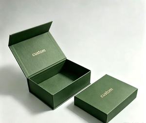 Caja de Regalo Rígida Verde Personalizada con Cierre Magnético, Logotipo Estampado en Caliente, Cartón, Forma Rectangular - Product Image 3
