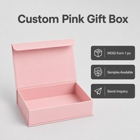 Boîte cadeau personnalisée haut de gamme imperméable rose A3 peu profonde avec couvercle magnétique rabattable et doublure en éponge, couvercle pliable, vente en gros directe d'usine