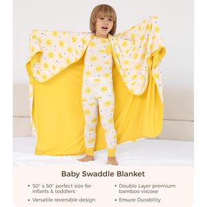 Manta de Bebé Personalizada de Bambú y Rayón, Peso Medio, Doble Cara, Estampado con Diseño de Sol, Ropa de Cama para Cuna de Recién Nacido - Product Image 4