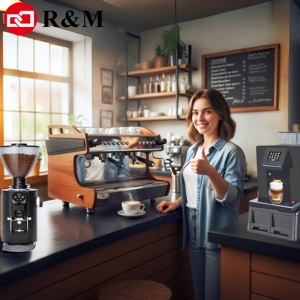 Máquina de Espresso de 9 <span class=keywords><strong>Bares</strong></span> con Cabezal Simple o Doble, Bomba Rotativa, Color Blanco, con Molinillo, para Uso Comercial - Product Image 4
