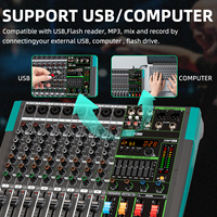 Console de mixage audio professionnelle Depusheng PA8 8 canaux avec effets de réverbération intégrés 256, mixeur audio DJ