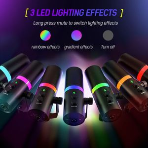 ไมโครโฟนเกมมิ่ง RGB รุ่นใหม่ แบบไดนามิก พร้อมพอร์ต USB XLR Type C และขาตั้งตั้งโต๊ะ สำหรับบันทึกเสียง สตรีมสด และสัมภาษณ์ - Product Image 3