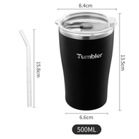 Gobelet isotherme en acier inoxydable de 500 ml pour camping, personnalisé pour mariage, avec couvercle et paille, vente en gros
