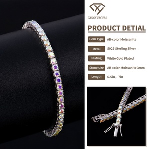 Pulsera de Tenis de Moissanita de Doble Color, Joyería de Color AB, Plata de Ley 925, Pasa la Prueba del Diamante, Cadena Eternity, Gemas VVS de 3 mm - Product Image 3