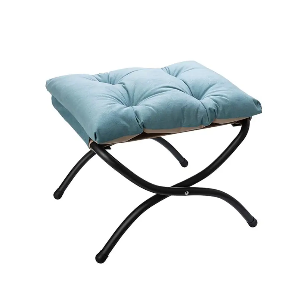J939 Fashionable multi functional foot stool bedroom office balcony rectangle cushion with X shaped leg folding footrest stool
