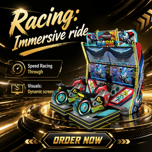 Machine d'arcade de course de motos à 4 écrans, jeu de course dynamique à 2 joueurs, à monnayeur - Product Image 2
