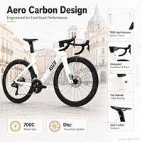 Vélo de course sur route en fibre de carbone à haut module 700C, 24 vitesses, transmission sans fil, frein à disque hydraulique, cadre aérodynamique