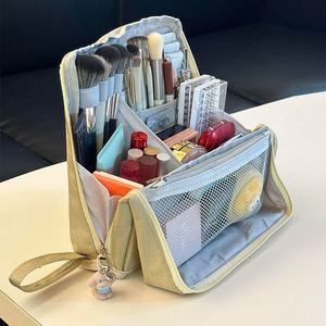 Portable Cosmetic Bag, Large Capacity Travel <b>Makeup</b> <b>Case</b> Organizer Women Toiletry Bag Traveling With Handle and Divider - Product Image 5