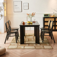 Ensemble de table à manger en bois de frêne massif nordique avec 6 chaises en rotin meubles naturels faits à la main pour la maison cuisine salle à manger Restaurant