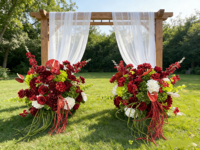 Décoration de table en fleurs de soie bordeaux de haute qualité pour centres de table d'allée de mariage, planification d'événements modernes