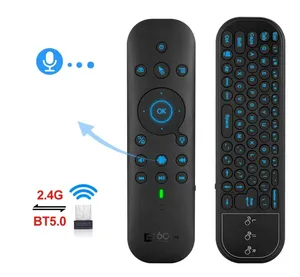 Awireless-ratón de aire G60S 2,4G con retroiluminación, Bluetooth, Compatible con Control remoto por voz IR 5,0, con teclado de TV inteligente