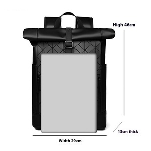 High-End Men's Laptop <b>Backpack</b> Double-Back Functional <b>Roll</b>-Top Design Stylish Workwear Polyester & Waterproof - Product Image 2