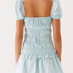 Nuevo Diseño Vestido de Verano Personalizado con Logotipo para Mujer, Vestido Mini con Cuello Redondo, Detalle de Volantes, Manga Corta y Bolsillos Laterales - Product Image 3