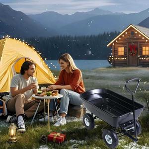 Côtés Heavy Duty <span class=keywords><strong>4</strong></span> Roues En Acier Utilitaire Extérieur Chariot Outil Chariot Cour Jardin Maille Chariot Wagon Pliant Wagon - Product Image 4