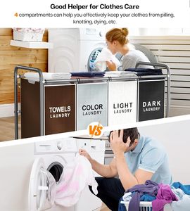 Chariot à <span class=keywords><strong>linge</strong></span> avec 4 bacs organisateur roulant pour petits espaces sacs amovibles roues robustes - Product Image 3