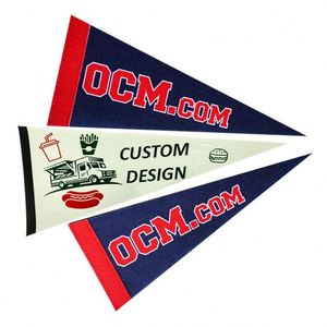 China Supplier Cheap Full Color Sublimation Camping Promotional Flags and Banners Personalized Felt Pennant Flag - Product Image 1