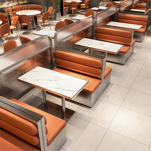 Tùy Chỉnh Hiện Đại Quảng Trường Cà Phê Cửa Hàng Thương Mại Kim Loại Da Gian Hàng Chỗ Ngồi Đặt Khách Sạn Nhà Hàng Băng Ghế Dự Bị Bàn Đồ Nội Thất - Product Image 1