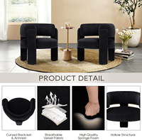 Fauteuil décontracté pliable en peluche tufté fait main, style design nordique moderne, avec dossier bas et accoudoirs, pour hôtel et salon