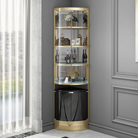 Présentoir à vin moderne doré, meuble à vin de luxe européen haut de gamme, armoire d'angle en acier inoxydable en forme d'éventail