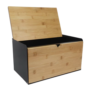 Boîte <span class=keywords><strong>à</strong></span> <span class=keywords><strong>pain</strong></span> en bambou <span class=keywords><strong>pour</strong></span> comptoir de <span class=keywords><strong>cuisine</strong></span>, bac de rangement <span class=keywords><strong>pour</strong></span> <span class=keywords><strong>pain</strong></span> en métal avec couvercle en bois - Product Image 3