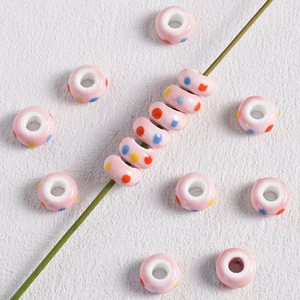Perles en céramique colorées à gros trous pour enfants, idéales pour la création de bracelets, colliers, accessoires de bijoux et chaînes de téléphone portable - Product Image 3