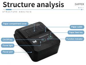 Impresora Térmica de Recibos y Códigos de Barras Portátil, Económica y Elegante, Inalámbrica, Bluetooth, de Mano, para Impresión de Facturas - Product Image 2