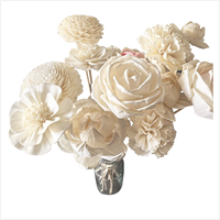 Diffuseur de parfum en roseau de haute qualité de 6 cm, 8 cm, 11 cm avec corde en coton, grande fleur en bois de sola naturel blanc