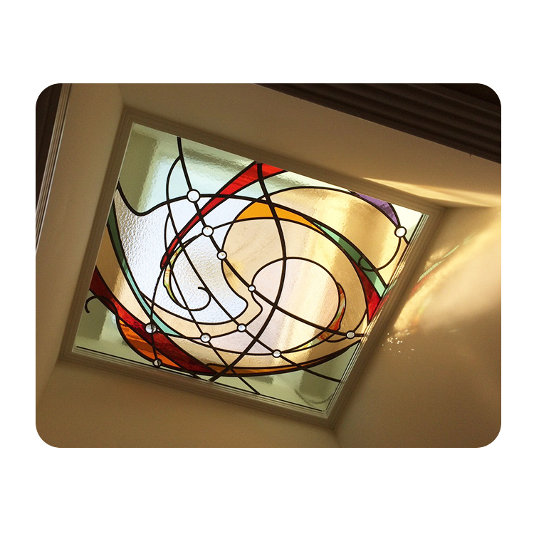 Современные свинцовые стеклянные завитки дизайн Skylight художественная мозаика витражи на крыше для частного дома индивидуальный узор