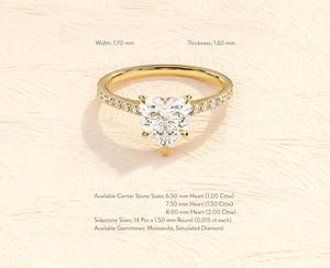 Anillo de compromiso de corazón de oro sólido de 14 quilates con moissanita Anillo fino acentuado con piedra lateral de media eternidad - Product Image 5