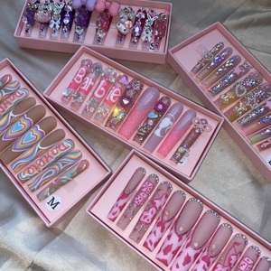 Venta caliente ataúd puntas de uñas Rosa melocotón <span class=keywords><strong>Ballet</strong></span> parche de manicura extraíble Prensa en puntas de uñas - Product Image 3