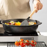 BST – ensemble d'ustensiles de cuisine en silicone avec support et poignée en bois, 14 pièces