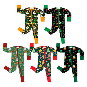 WeiWei 사용자 정의 인쇄 대나무 직물 신생아 아기 유아 지퍼 옷 Onesie 장난 꾸러기 대나무 비스코스 유아 잠옷 대나무 - Product Image 4